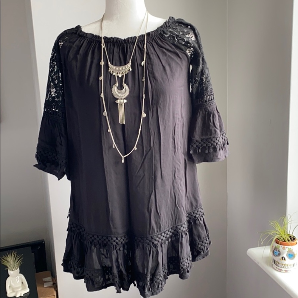Dress cotton n lace size s 27in long new no tags